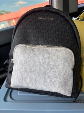 Michael Kors Men's Black and Light Gray Logo Backpack